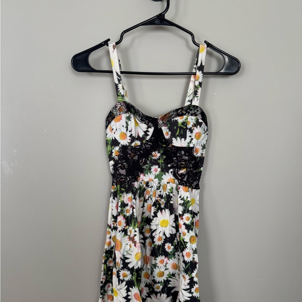 Topshop PETITE Vibrant Floral Dress with Black Lace